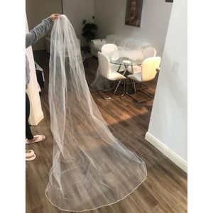 Ivory beaded wedding veil